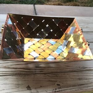 Vintage Copper/ Brass Weaved Fruit Basket. Made in India.